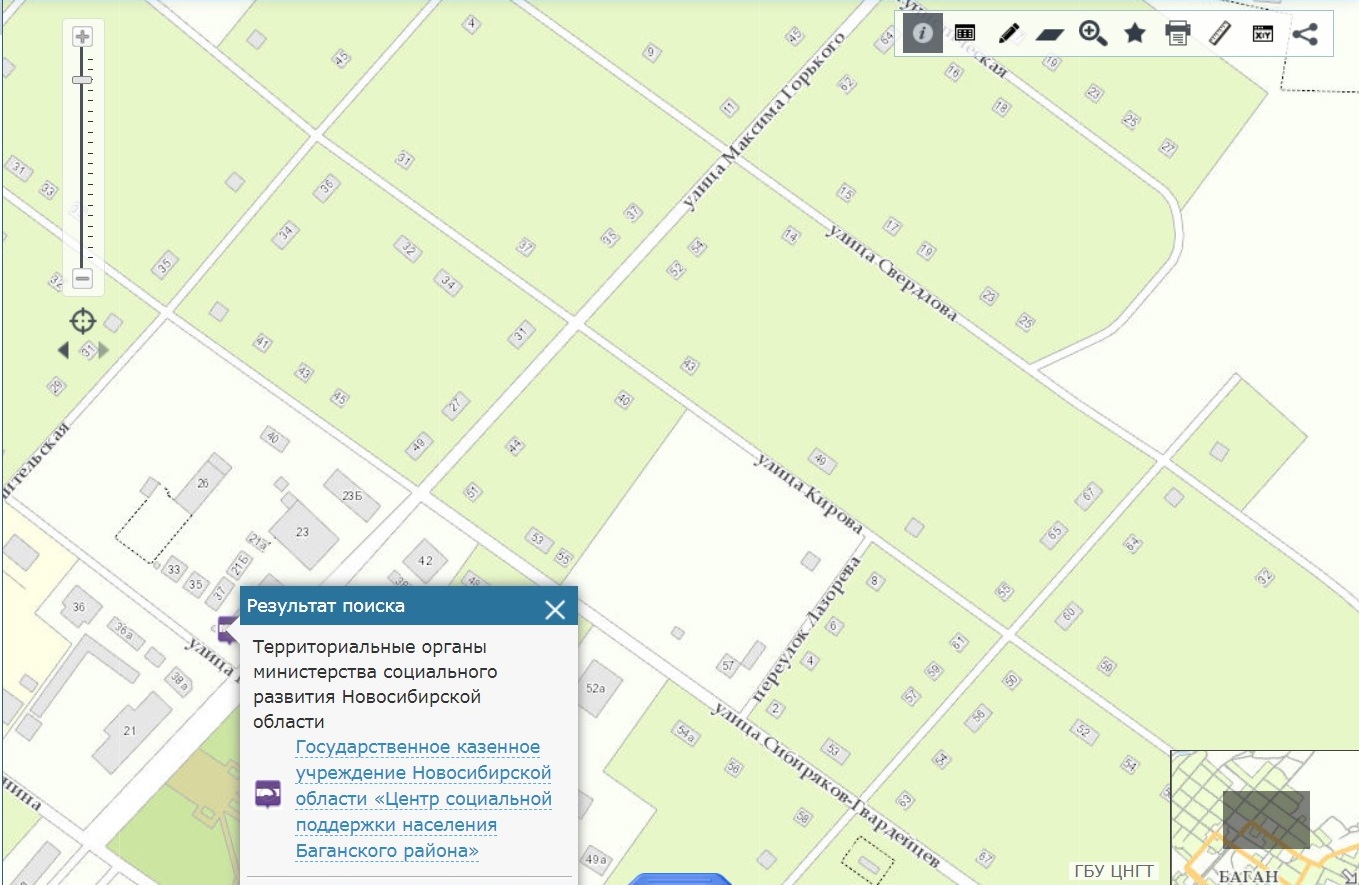 Карта багана новосибирской области с улицами и домами